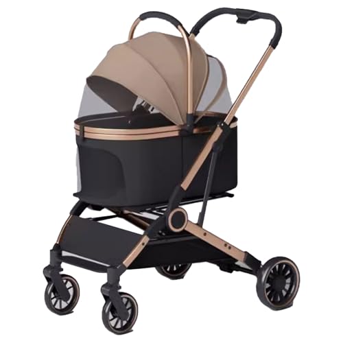 Kinderwagen for Haustiere, multifunktionaler Kinderwagen mit 4 Rädern, faltbarer Reiseträger for Haustiere for kleine/mittelgroße Hunde und Katzen, abnehmbare tragbare Haustiertasche, Aufbewahrungskor von MMBUY