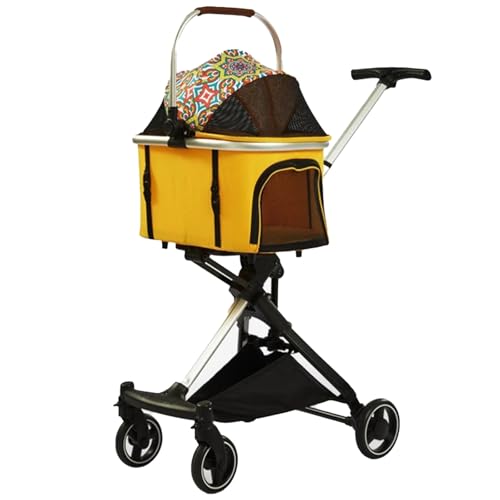 Kinderwagen for Haustiere, multifunktionaler Kinderwagen mit 4 Rädern, zusammenklappbarer Reiseträger for Haustiere for kleine/mittelgroße Hunde und Katzen, abnehmbare tragbare Haustiertasche, Aufbewa von MMBUY