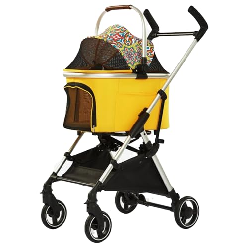 Kinderwagen for Haustiere, multifunktionaler Kinderwagen mit 4 Rädern, zusammenklappbarer Reiseträger for Haustiere for kleine/mittelgroße Hunde und Katzen, abnehmbare tragbare Haustiertasche, Aufbewa von MMBUY