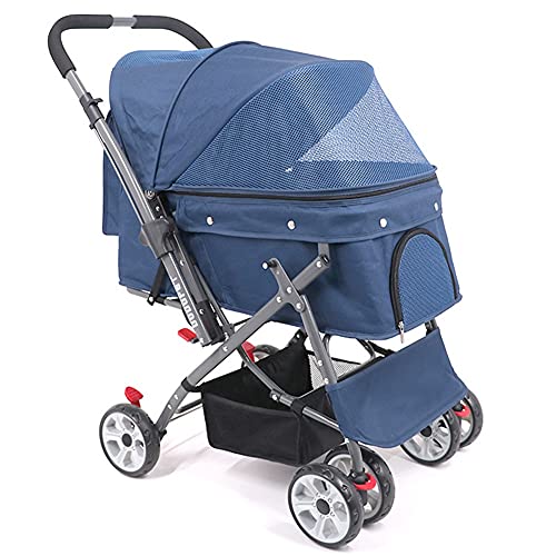 MMBUY Haustier-Buggy, Faltbarer Hundebuggy, Reisetrolley for Haustiere for mittelgroße/große Hunde und Katzen, maximale Tragkraft 25 kg (Farbe: Rot)(Blue) von MMBUY