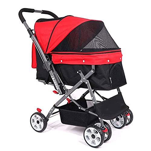 MMBUY Haustier-Buggy, Faltbarer Hundebuggy, Reisetrolley for Haustiere for mittelgroße/große Hunde und Katzen, maximale Tragkraft 25 kg (Farbe: Rot)(Red) von MMBUY