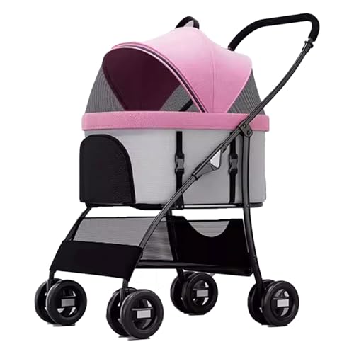 MMBUY Haustier-Buggy, Haustier-Buggy, 2-in-1-Hundebuggy for mittelgroße und kleine Hunde, großer Katzenbuggy mit Abnehmbarer Trage for Welpen, Hündchen (E)(B) von MMBUY