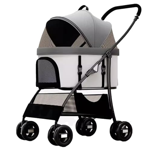 MMBUY Haustier-Buggy, Haustier-Buggy, 2-in-1-Hundebuggy for mittelgroße und kleine Hunde, großer Katzenbuggy mit Abnehmbarer Trage for Welpen, Hündchen (E)(E) von MMBUY