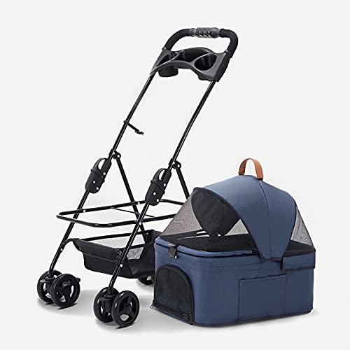 MMBUY Haustier-Buggy, Haustier-Reisebuggy, Hunde-Kinderwagen for Hunde, ausklappbarer Transportwagen, Blau (Farbe: Blau)(Blu) von MMBUY