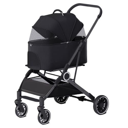 MMBUY Haustier-Buggy3-in-1-Klapp-Haustier-Buggy, Hundebuggys for kleine Hunde, 4-Rad-Hunde-/Katzen-Welpen-Buggy mit Abnehmbarer Reisetasche for kleine/mittelgroße Haustiere (F)(C) von MMBUY