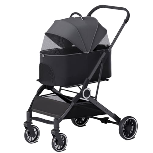 MMBUY Haustier-Buggy3-in-1-Klapp-Haustier-Buggy, Hundebuggys for kleine Hunde, 4-Rad-Hunde-/Katzen-Welpen-Buggy mit Abnehmbarer Reisetasche for kleine/mittelgroße Haustiere (F)(D) von MMBUY