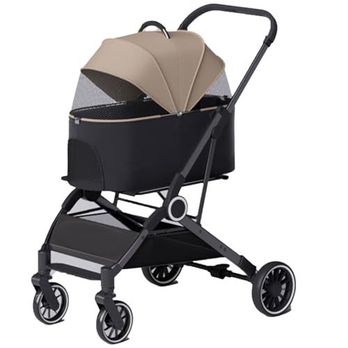 MMBUY Haustier-Buggy3-in-1-Klapp-Haustier-Buggy, Hundebuggys for kleine Hunde, 4-Rad-Hunde-/Katzen-Welpen-Buggy mit Abnehmbarer Reisetasche for kleine/mittelgroße Haustiere (F)(E) von MMBUY