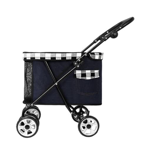 MMBUY Haustier-BuggyHaustier-Buggy for kleine Hunde und Katzen, Faltbarer Reisewagen mit Rädern, Reißverschluss, Getränkehalter, Aufbewahrungskorb B, 53 x 32 x 82 cm(A) von MMBUY