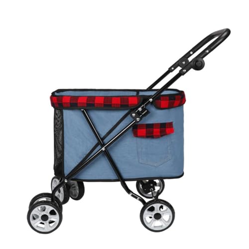 MMBUY Haustier-BuggyHaustier-Buggy for kleine Hunde und Katzen, Faltbarer Reisewagen mit Rädern, Reißverschluss, Getränkehalter, Aufbewahrungskorb B, 53 x 32 x 82 cm(B) von MMBUY