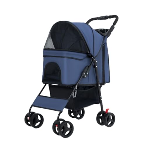 MMBUY Haustier-BuggyHaustier-Buggy for kleine Hunde und Katzen, Faltbarer Reisewagen mit Rädern, Reißverschluss, Getränkehalter, Aufbewahrungskorb D, 100 x 61 x 50 cm(A) von MMBUY