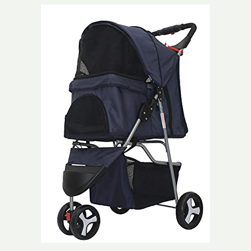 MMBUY Haustier-Kinderwagen, Haustier-Reise-Kinderwagen, Haustier-Trolley, 3 Räder, Haustier-Kinderwagen, zusammenklappbares Haustier-Auto von MMBUY