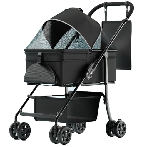 MMBUY Kinderwagen for Haustiere, 2-in-1-Hundebuggy for mittelgroße und kleine Hunde, großer Katzenbuggy mit Abnehmbarer Trage for Welpen, Hündchen, Kätzchen, Häschen (C)(B) von MMBUY