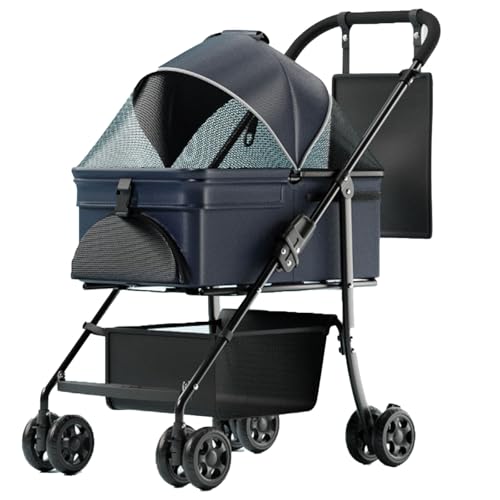 MMBUY Kinderwagen for Haustiere, 2-in-1-Hundebuggy for mittelgroße und kleine Hunde, großer Katzenbuggy mit Abnehmbarer Trage for Welpen, Hündchen, Kätzchen, Häschen (C)(C) von MMBUY