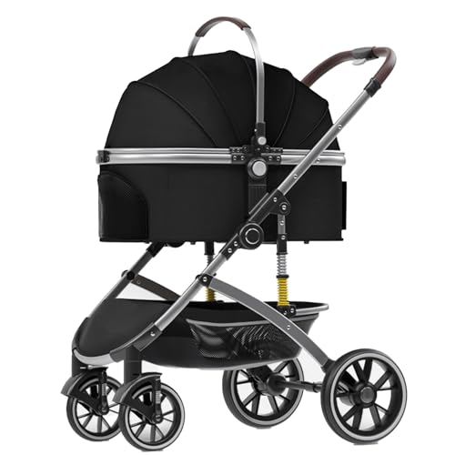 MMBUY Kinderwagen for Haustiere, 2-in-1-Hundebuggy for mittelgroße und kleine Hunde, großer Katzenbuggy mit Abnehmbarer Trage for Welpen, Hündchen, Kätzchen (B)(A) von MMBUY