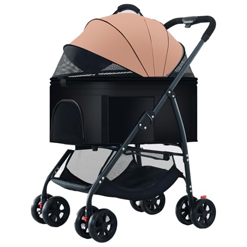 MMBUY Kinderwagen for Haustiere, Hundebuggy, Leichter, Faltbarer Kinderwagen for kleine/mittelgroße Hunde und Katzen mit Abnehmbarer Tragetasche, 360 ° Universal-Vorderrad (D)(C) von MMBUY