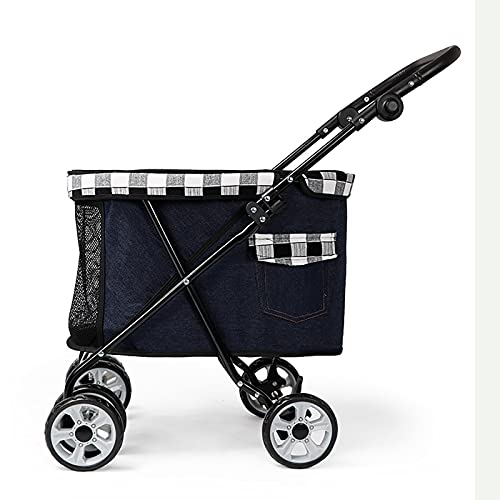 MMBUY Kinderwagen for Haustiere, Reisekinderwagen for Hunde, 4 Räder, Haustier-Trolley, Netzfenster for mittelgroße und große Hunde, C (Farbe: B)(C) von MMBUY