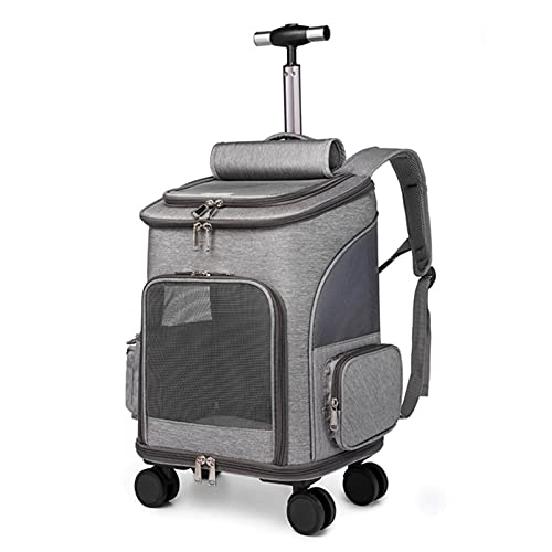 MMBUY Kinderwagen for Haustiere, Reisekinderwagen for Katzen und Hunde, Abnehmbarer Kinderwagen, zusammenklappbar, mit Aufbewahrungstasche, 4 Räder, Grau (Farbe: Gris)(Bruin) von MMBUY