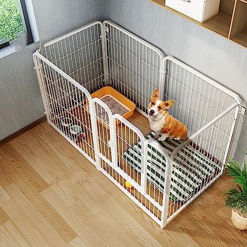 Hundekäfige Für Mittelgroße Hunde, Robuster Haustier-Laufstall Aus Metall, Geeignet Für Mittelgroße Hunde, Golden Retriever, Shiba Inu, Weiß (Size : 120 * 60 * 60CM) von MMOU