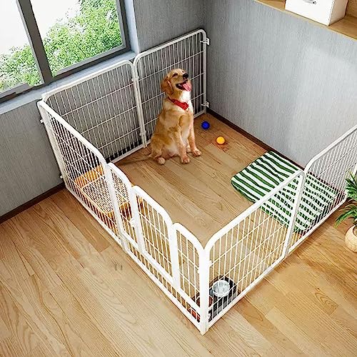 Hundekäfige Für Mittelgroße Hunde, Robuster Haustier-Laufstall Aus Metall, Geeignet Für Mittelgroße Hunde, Golden Retriever, Shiba Inu, Weiß (Size : 140 * 70 * 80CM) von MMOU