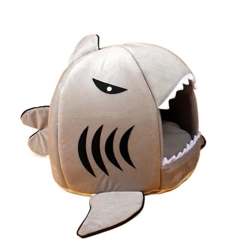 Hundebett Shark Cat House Bettkorb Hundekissen Zelt Small Medium Puppy Sleeping Bed Haustierbett(Gray,L55x55x52cm) von MNEVZX