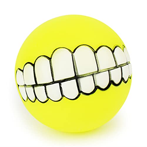 MNEVZX Haustierspielzeug Kauspielzeug für Hunde Haustier Hund Katze Spielzeug Ball Kauen Leckerli Halter Zahnreinigung Quietschen Spielzeug Hund Welpen Training(Yellow) von MNEVZX