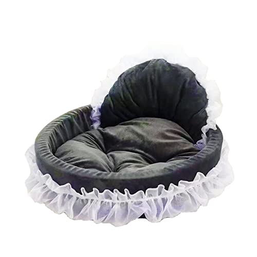 MNEVZX Hundebett Cat Doghouse Teddy Bichon Lace Princess House Four Seasons General Pet Products Hundebett Sofa Haustierbett(Gray,Small 48 42CM) von MNEVZX