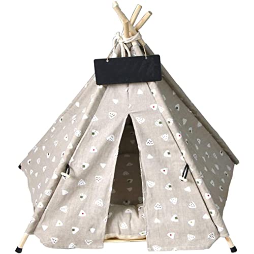 MNEVZX Hundebett Haustier-Tipi-Haustierbett mit dickem Kissen, Tafel, Hundezelt für mittelgroße kleine Hunde und Katzen Haustierbett(Gray,40X40X50CM) von MNEVZX