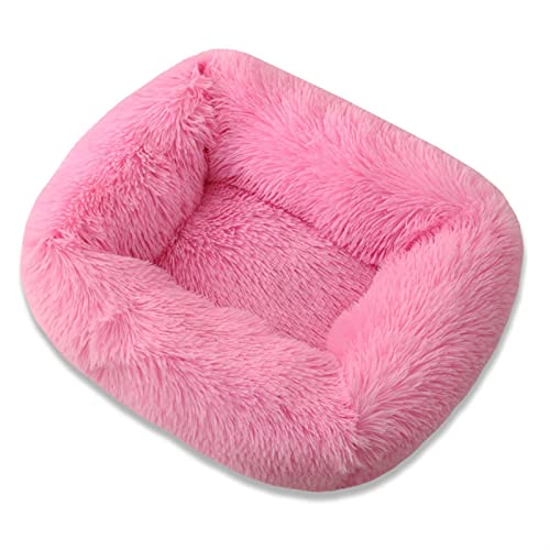 MNEVZX Hundebett Haustierbetten für kleine, mittelgroße Hunde, superweiche, winterwarme Schlafmatten für Hunde und Katzen Haustierbett(Bright Pink,L 80x70x18CM) von MNEVZX