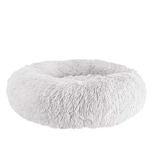 MNEVZX Hundebett Hundebett Haustierkissen für Samll Großes Hundehaus Katze Beruhigendes Bett Waschbar Zwinger Sofa Hundezubehör Haustierbett(White,Diameter 100cm) von MNEVZX