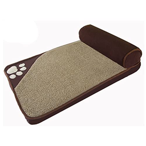 MNEVZX Hundebett Hundebett für große Hunde, Zwinger, quadratisches Kissen, Golden Retriever, Husky, Labrador, Teddy Haustierbett(Brown,M-80x45cm) von MNEVZX