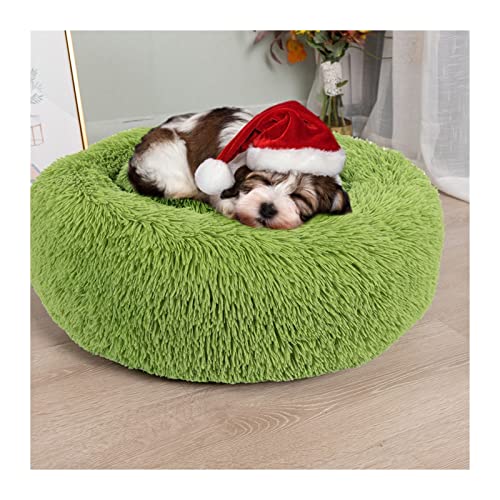 MNEVZX Hundebett Hundekissenbett Haustiersofa für Katzenhundehausbett Runde Katze Winter warmes Bett Haustierbetten Haustierbett(Nest-Dark Green,100cm) von MNEVZX