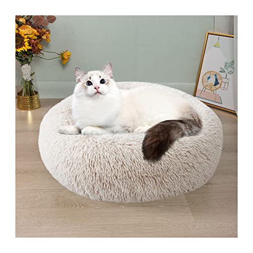 MNEVZX Hundebett Hundekissenbett Haustiersofa für Katzenhundehausbett Runde Katze Winter warmes Bett Haustierbetten Haustierbett(Nest-Rice White,100cm) von MNEVZX