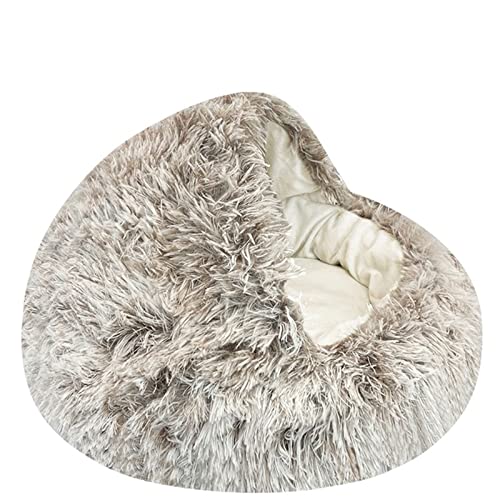 MNEVZX Hundebett Katzenbett rundes Katzenkissen Katzenhaus 2 in 1 Warmer Katzenkorb Katzenschlafsack Katzennest Zwinger Haustierbett(Coffee CrystalVelvet,40x40cm) von MNEVZX