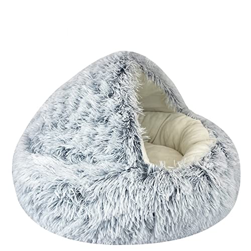 MNEVZX Hundebett Katzenbett rundes Katzenkissen Katzenhaus 2 in 1 Warmer Katzenkorb Katzenschlafsack Katzennest Zwinger Haustierbett(Gray Crystal Velvet,50x50cm) von MNEVZX