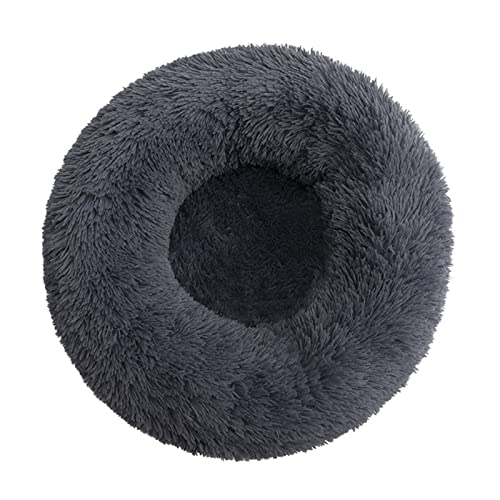 MNEVZX Hundebett Langes Plüsch-Hundebett-Kissen Großes Hundebett-Haus-Haustier-rundes Kissen-Bett-Haustier-Zwinger-Katzen-Hundehaus Haustierbett(Drak Gray,L 70cm) von MNEVZX