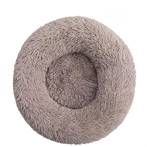 MNEVZX Hundebett Langes Plüsch-superweiches Schlafsofa, waschbares, buntes, rundes Bett, Winter, warme Hunde- und Katzenschlafmatte Haustierbett(Khaki,30CM) von MNEVZX