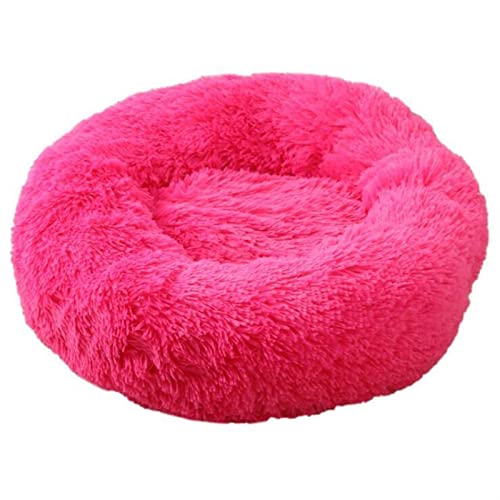 MNEVZX Hundebett Langes Plüsch-superweiches Schlafsofa, waschbares, buntes, rundes Bett, Winter, warme Hunde- und Katzenschlafmatte Haustierbett(Rose Red,30CM) von MNEVZX