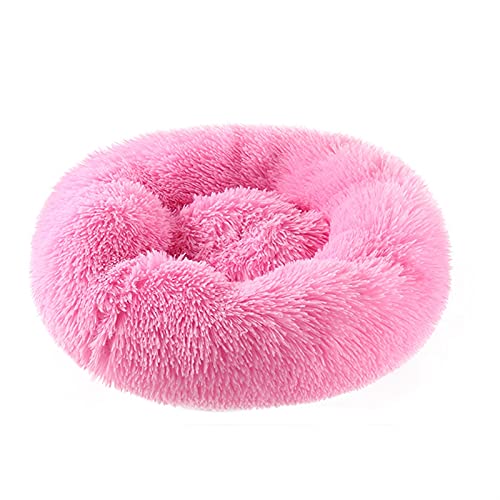 MNEVZX Hundebett Luxuriöses weiches Plüsch-Hundebett, runde Form, Schlafsack, Zwinger, Katze, Welpe, Schlafsofa, Haustierhaus Haustierbett(Pink,XXL Diameter 100cm) von MNEVZX