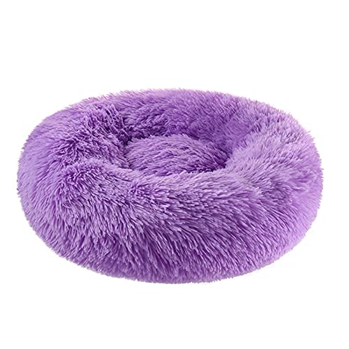 MNEVZX Hundebett Luxuriöses weiches Plüsch-Hundebett, runde Form, Schlafsack, Zwinger, Katze, Welpe, Schlafsofa, Haustierhaus Haustierbett(Puple,XL Diameter 80cm) von MNEVZX