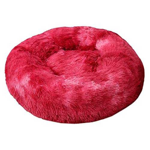 MNEVZX Hundebett Rundes Katzenbett, Langer Plüschbettkorb, weich, flauschig, warm, schlafendes Katzenhaus, Haustierkissen Haustierbett(11,40cm) von MNEVZX