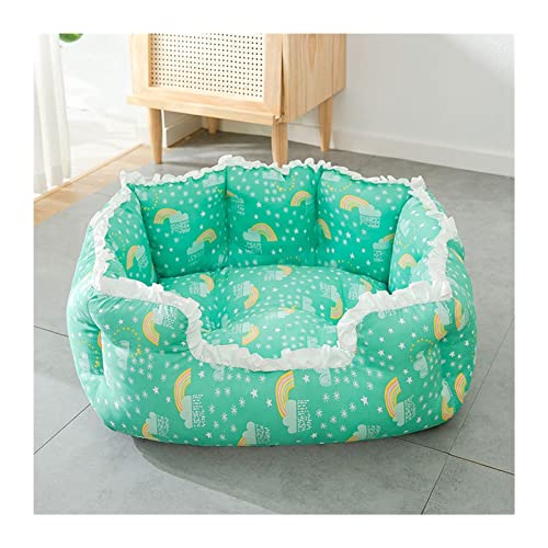 MNEVZX Hundebett Sommer Katzenbett Haus Katzenbett Kleines Hundehaus Kissen Schlafsofa Katzenhaus Haustierbett Haustierzelt Haustierbett(Rainbow Stars,L) von MNEVZX