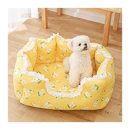 MNEVZX Hundebett Sommer Katzenbett Haus Katzenbett Kleines Hundehaus Kissen Schlafsofa Katzenhaus Haustierbett Haustierzelt Haustierbett(Yellow,M) von MNEVZX