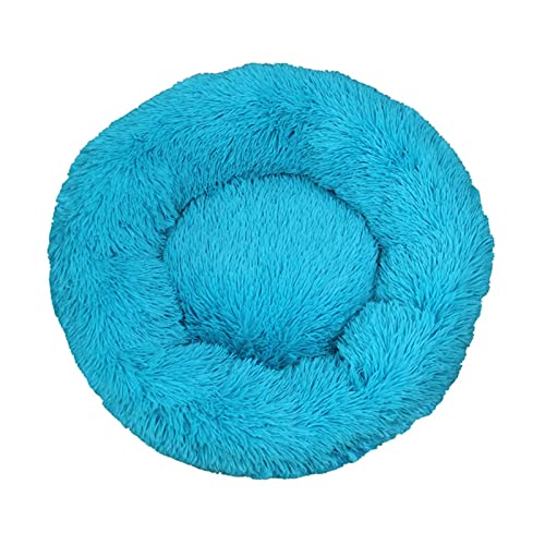 MNEVZX Hundebett Tie Dye Big Pet Zwinger Fuzzy Round Plüsch Cat Bed House Soft Long Plüsch Pet Dog Bed Warm Haustierbett(Blue,90cm) von MNEVZX