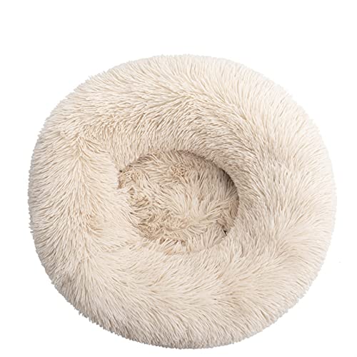 MNEVZX Hundebett Tie Dye Big Pet Zwinger Fuzzy Round Plüsch Cat Bed House Soft Long Plüsch Pet Dog Bed Warm Haustierbett(Light Brown,40cm) von MNEVZX