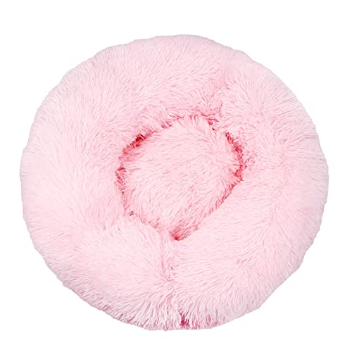 MNEVZX Hundebett Tie Dye Big Pet Zwinger Fuzzy Round Plüsch Cat Bed House Soft Long Plüsch Pet Dog Bed Warm Haustierbett(Pink,70cm) von MNEVZX