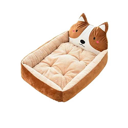 MNEVZX Hundebett Warmes Haustierbett, Cartoon-Design, maschinenwaschbar, rutschfestes, wasserdichtes, weiches Bett Haustierbett(Brown) von MNEVZX