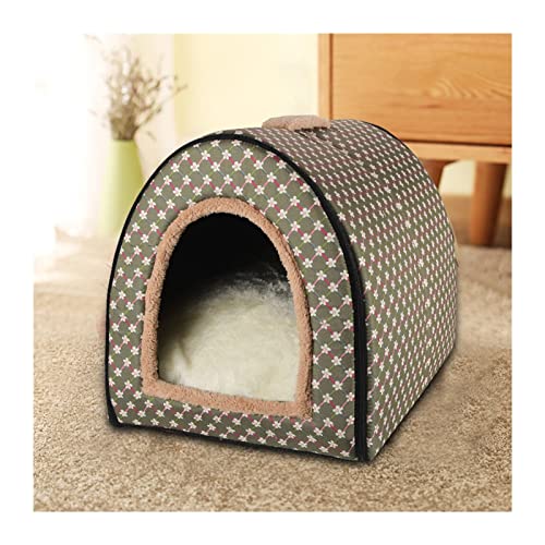 MNEVZX Hundebett Warmes Haustierbett Hundeschlafhaus Zwinger Weiches Katzennest für Kätzchen- und Welpenhöhle Haustierbett(Green,55x45x45cm 10.0kg) von MNEVZX