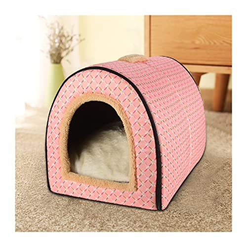 MNEVZX Hundebett Warmes Haustierbett Hundeschlafhaus Zwinger Weiches Katzennest für Kätzchen- und Welpenhöhle Haustierbett(Pink,65x55x50cm 12.5kg) von MNEVZX