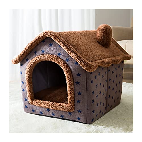 MNEVZX Hundebett Warmes Plüsch-Haustierbett, waschbares, weiches Katzenkissen, Zwinger für kleine, mittelgroße Hunde und Katzen Haustierbett(Coffee,L 49X39CM) von MNEVZX