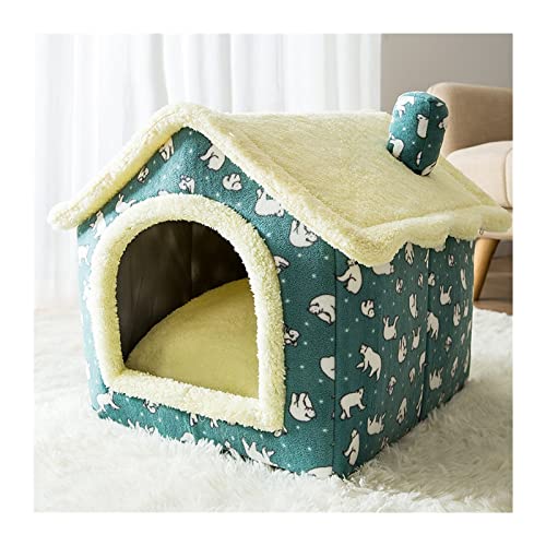 MNEVZX Hundebett Warmes Plüsch-Haustierbett, waschbares, weiches Katzenkissen, Zwinger für kleine, mittelgroße Hunde und Katzen Haustierbett(Green,L 49X39CM) von MNEVZX